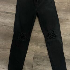 American Eagle Outfitters Black Distressed Skinny Jeans